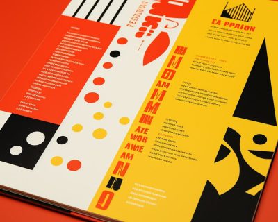 Dynamic Red and Yellow Editorial Design Mockup
